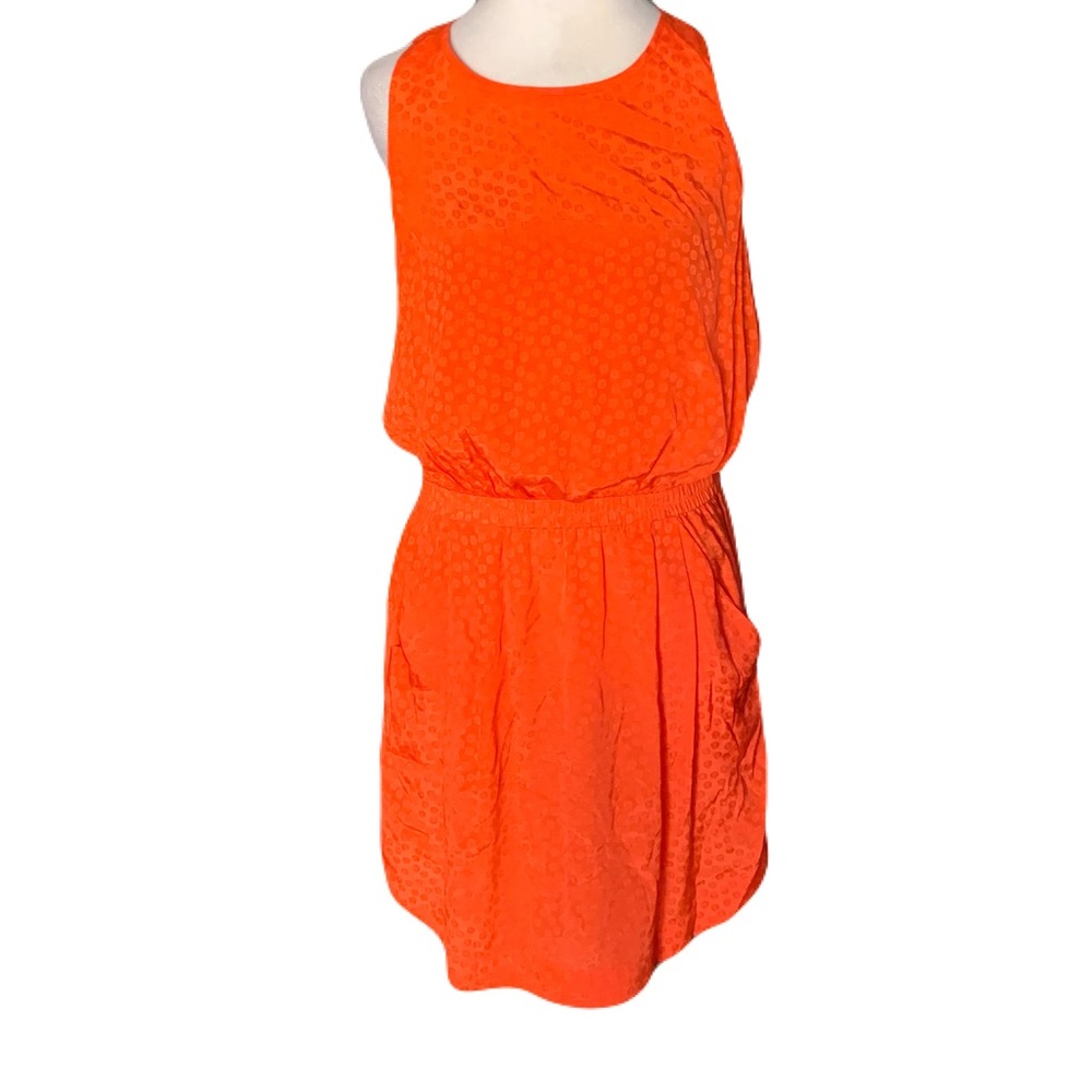 Rebecca Taylor Women’s Size 6 Vibrant Orange Floral Print Open Back Mini Dress